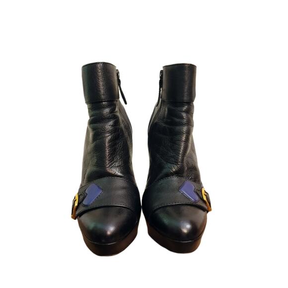 Alexander Mcqueen Leather Buckle Stiletto Ankle Boots Black $2200 Size 37 US 7 - Picture 4 of 11